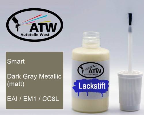 Smart, Dark Gray Metallic (matt), EAI / EM1 / CC8L: 20ml Lackstift, von ATW Autoteile West.